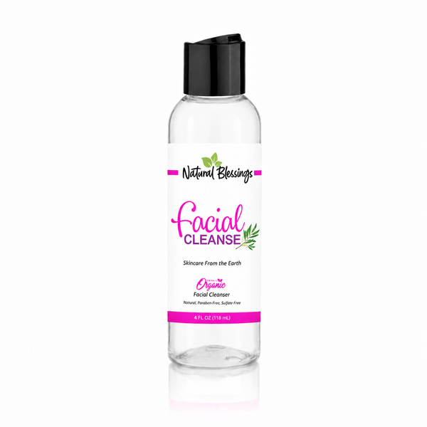Facial Cleanse bottle with pink and white label.