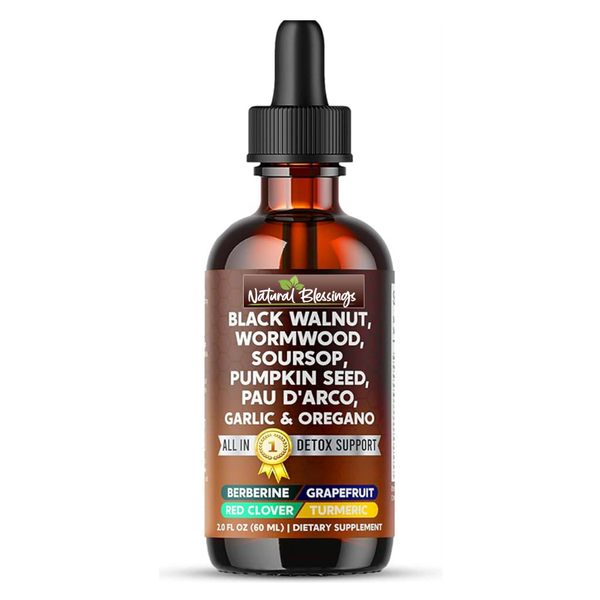 Natural Blessings Herbal Anti-Parasitic Cleanse Drops 4oz β Wormwood, Black Walnut, Neem, Garlic & Oregano Oil Tincture
