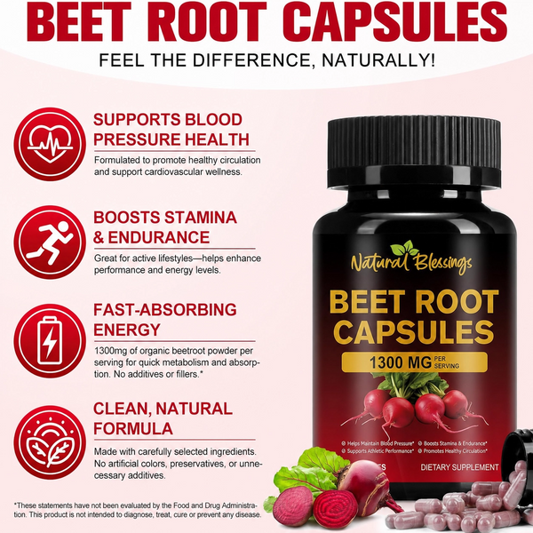 Organic Beet Root Capsules (1300mg)