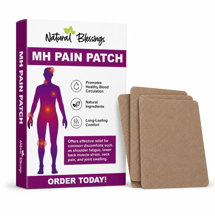 MH Pain Patch product box front view with patch stack.