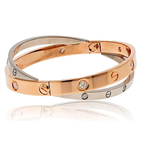 Close-up of Natural Blessings Cartier Inspired bracelets for women, symbolizing elegance, love, and timeless style, designed with hypoallergenic stainless steel.