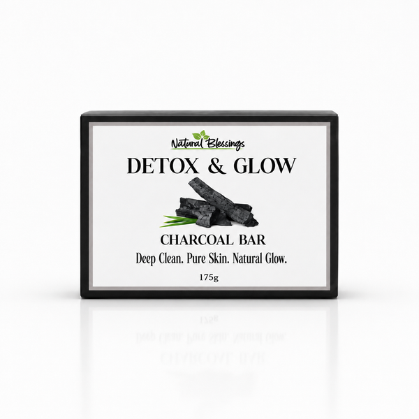 Single Detox & Glow Charcoal Bar box with black border on white background