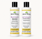 Little Miracles Silky & Smooth shampoo and conditioner bottles with yellow labels