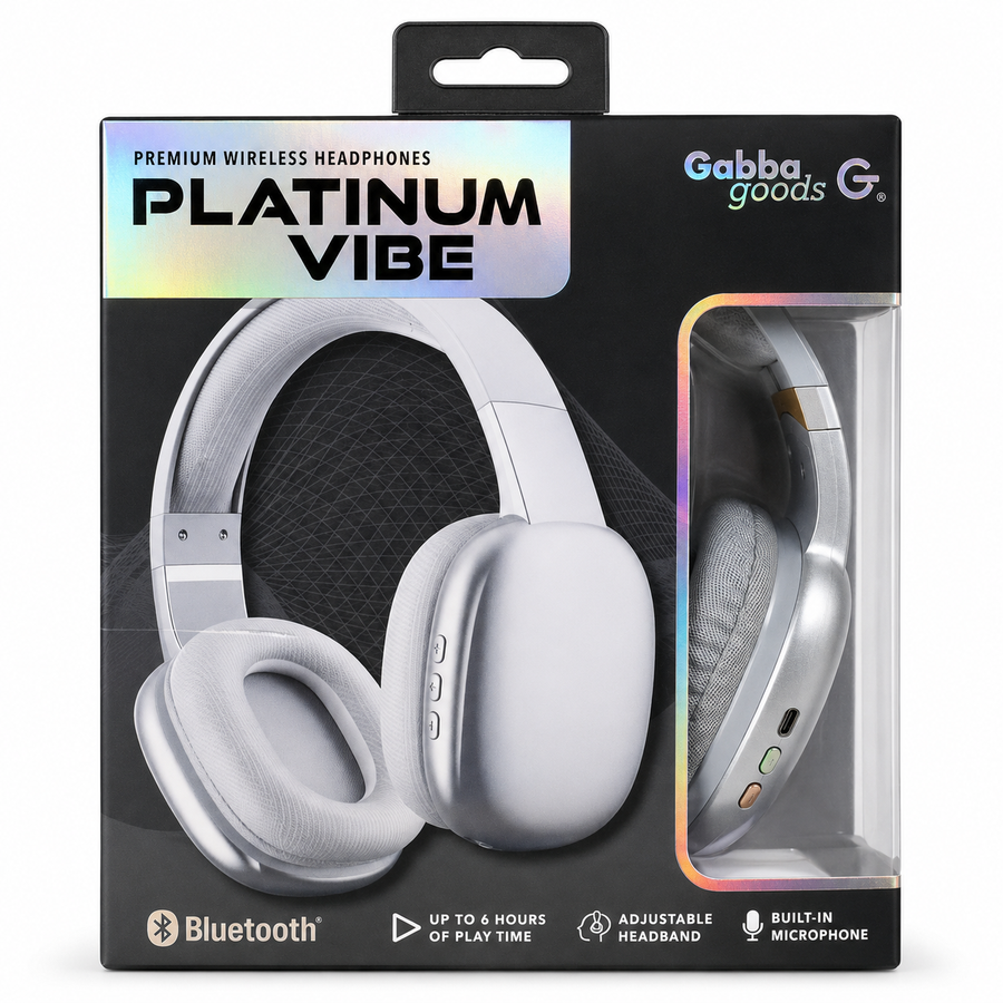 Gabba Goods Platinum Vibe Over-Ear Bluetooth Headphones — image 1