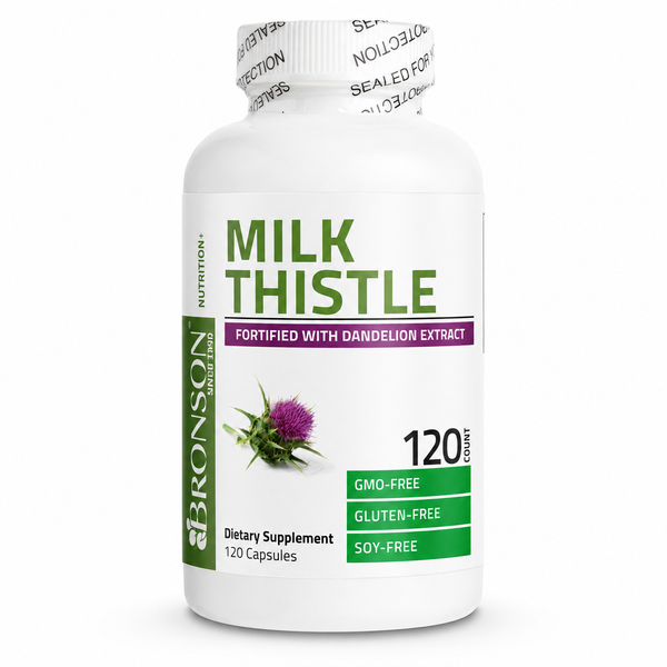 Bronson Milk Thistle with Dandelion Extract – 120 Capsules — image 1