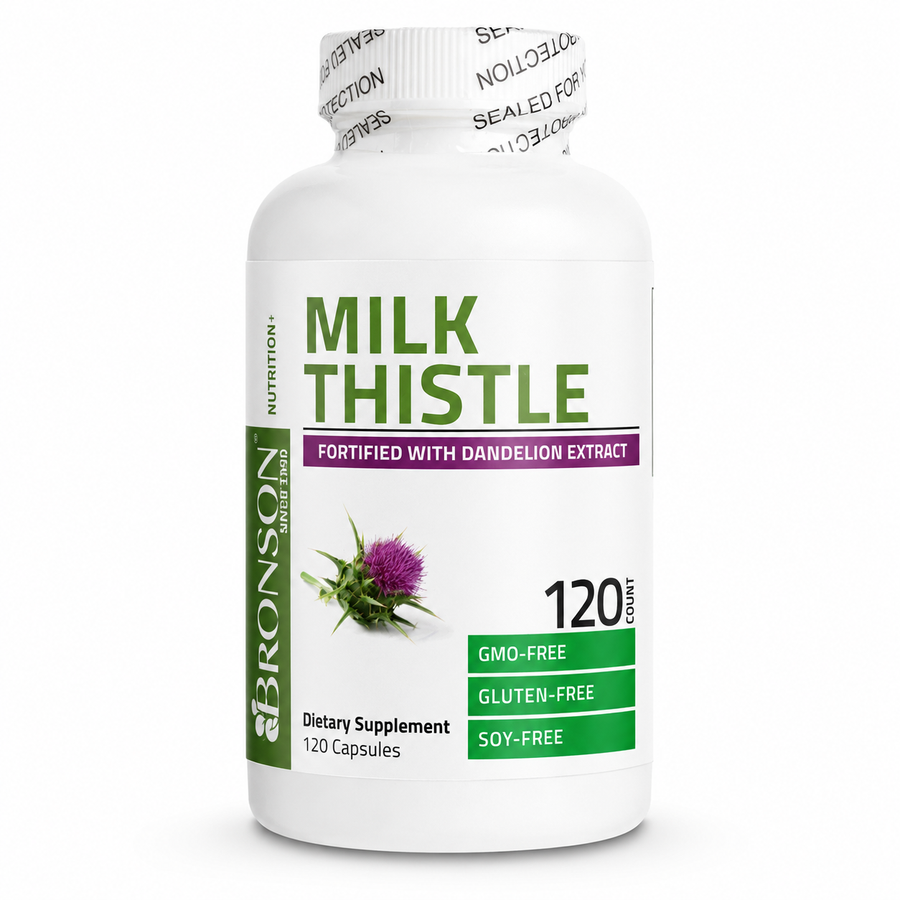 Bronson Milk Thistle with Dandelion Extract – 120 Capsules — image 1