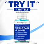 Weight Gain Gummies bottle in a Try It single bottle option graphic