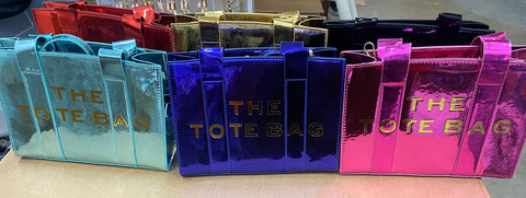Metallic Crossbody Tote Bag