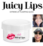 Juicy Lips Extreme Lip Plumping Gloss jar with before-and-after lip model images.