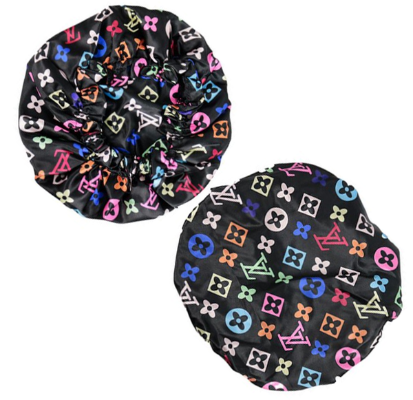 Black L&V Designer Hair Bonnet