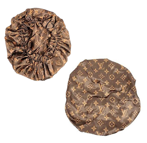 Brown L&V Designer Hair Bonnet