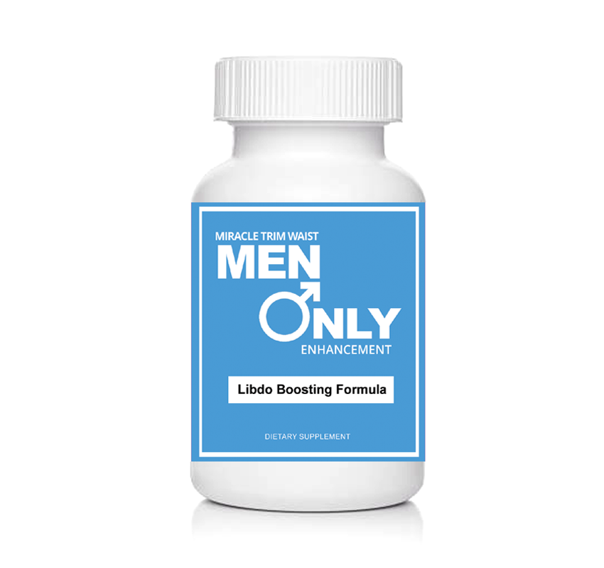 Men Only Libido Enhancer white bottle with blue label.