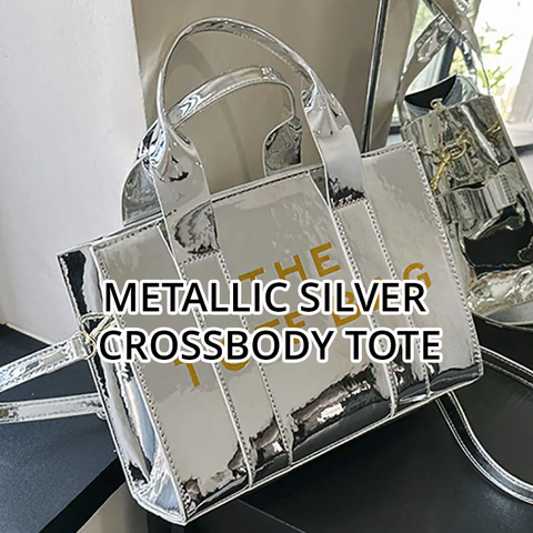 Silver MJ Crossbody Tote