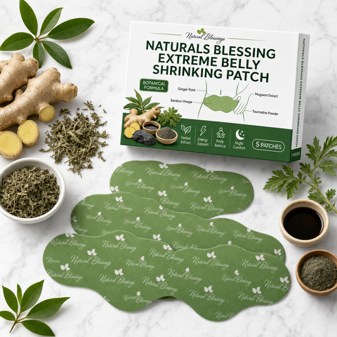 Naturals Blessing Extreme Belly Shrinking Patch – Flat Lay 5 Patches with Ginger Mugwort Herbs