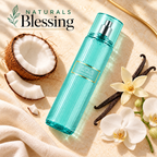Naturals Blessing Tropical Coconut 8 fl oz body mist on fragrance-inspired flat lay