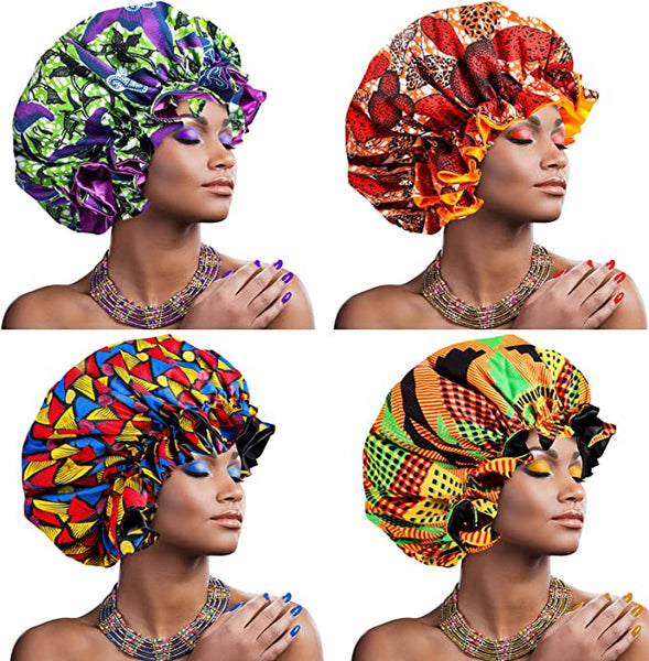 African Print Hair Bonnets