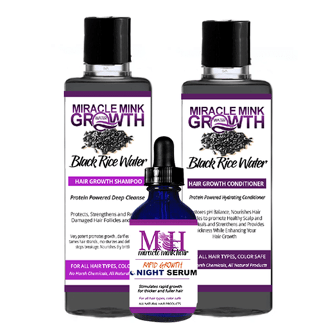 Black Rice Water Wash & Grow Kit - Miracle Mink Hair Wholesale Inc