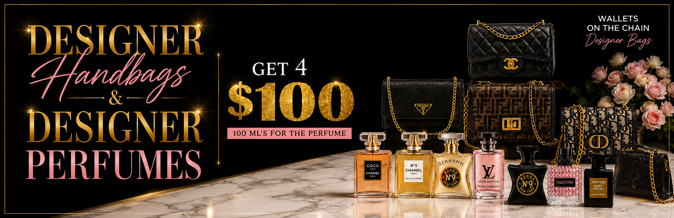 Designer Handbags and Designer Perfumes: mix and match four qualifying products for $100